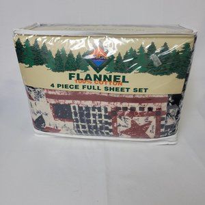 North Crest 4 Piece Full Flannel Sheet Set - Brand New - Vintage - 100% Cotton